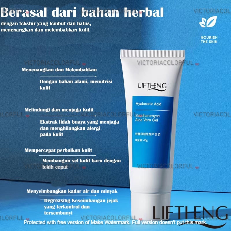 LIFTHENG Hyaluronic Acid Saccharomyce Aloevera Gel Pelembap Wajah