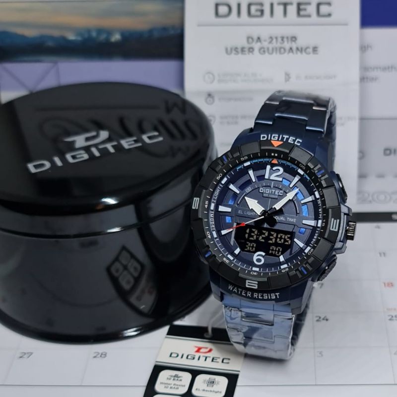 Jam Tangan Pria Analog DIGITEC DA-2131R Rantai Double Time Original