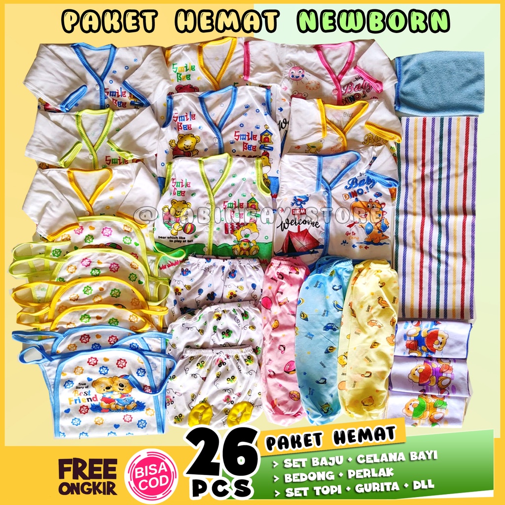 Paket perlengkapan baju bayi lahir minimalis isi 26 pcs