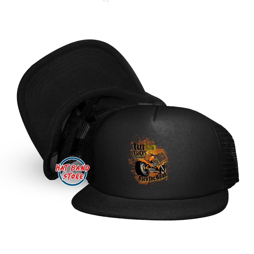 Topi Trucker Skull Vespa | Burn To Road | Rider Apache | Fun With Knives | Topi Snapback Animasi