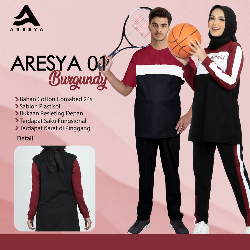 New Setelan Couple Baju Olahraga Wanita Baju Trening Senam Muslimah Kaos Celana Olahraga Wanita Spor
