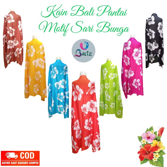 Kain Kain Bali Pantai / Kain Bali Motif Sari Bunga Standar Baru / Kain Bali
