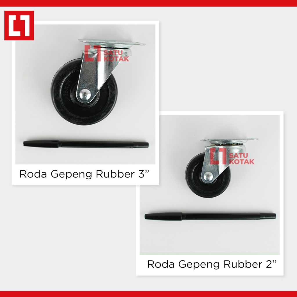 Roda Kastor Karet Gerobak Etalase Lemari Troli 2/3 Inch Hidup -Weldom