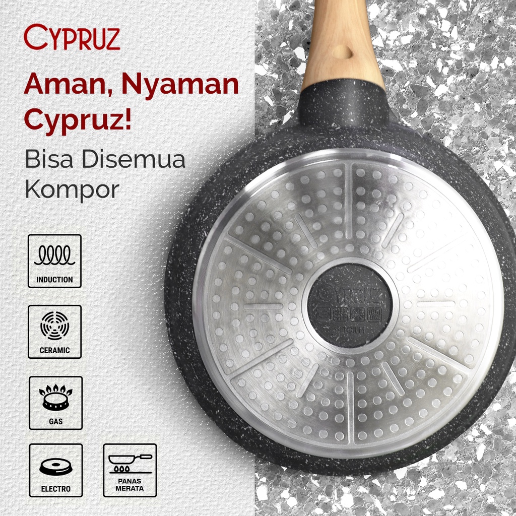 Cypruz Wajan Anti Lengket Fry Pan Premium Grey Granite Diecast  Series