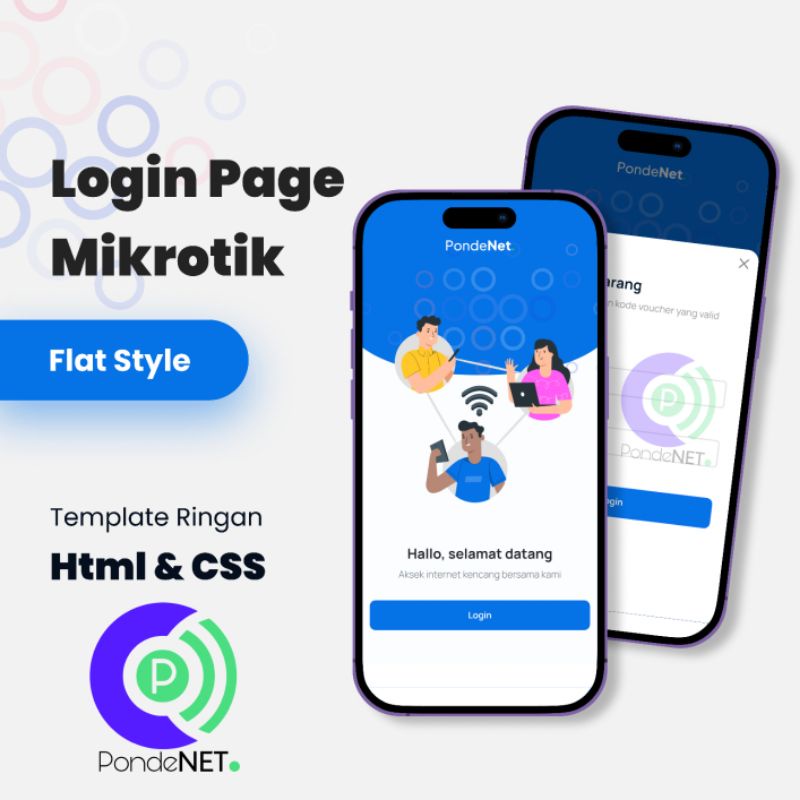 Template login page MikroTik hotspot wifi flat style dan glass