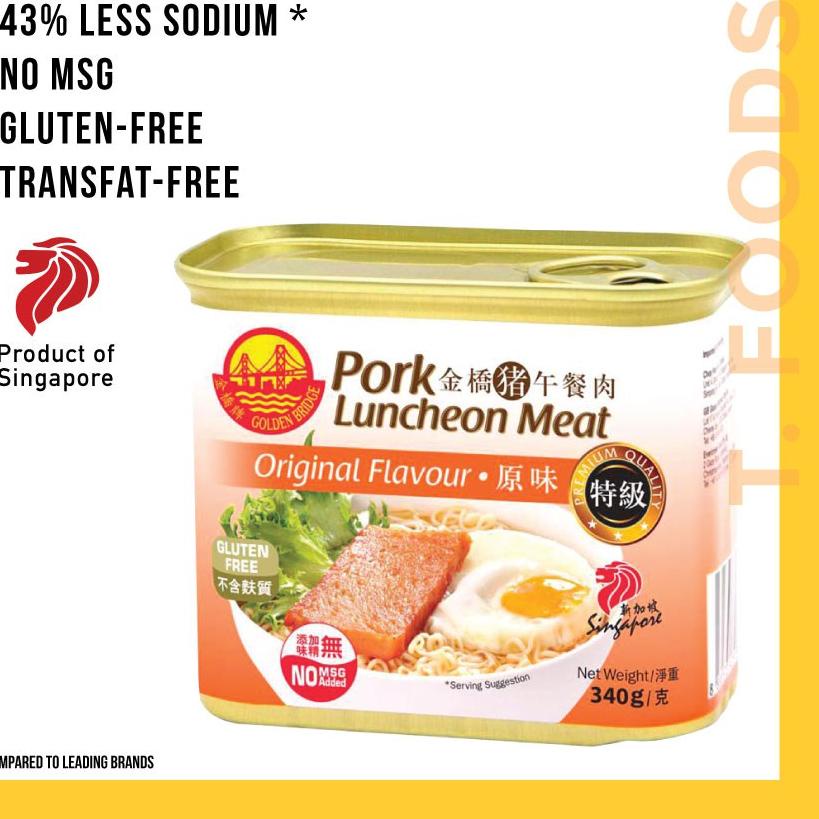 

☝ PORK LUNCHEON MEAT ORGINAL SINGAPORE GOLDEN BRIDGE 340g ➱