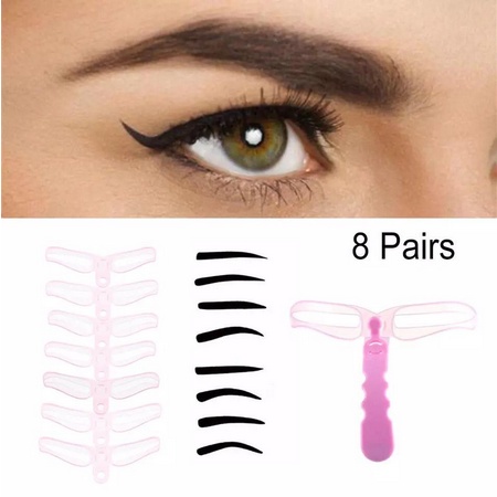 Cetakan Alis 8 IN 1 Wanita / Eyebrow Template Delapan Model / Alat Cetak Alis