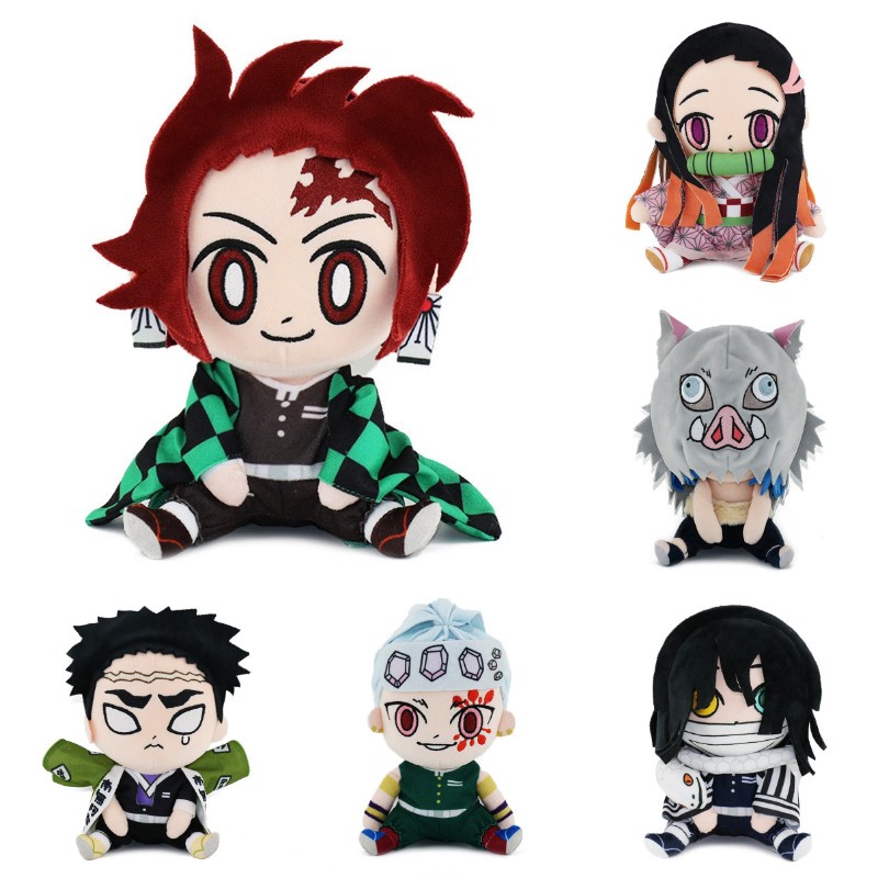 17*20cm Demon Slayer Mainan Mewah Zenitsu Giyuu Tanjiro Nezuko Inosuke Xmas Hadiah