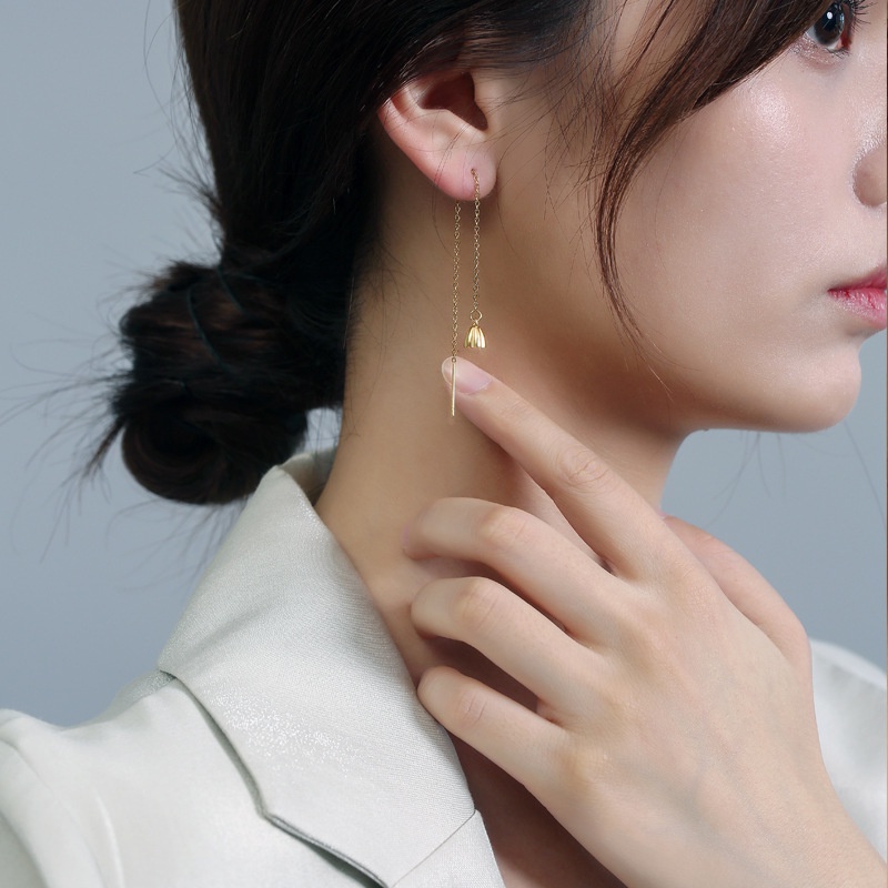 High-end Perasaan Dua Dunia Bahagia Garis Telinga Trendi Fashion Korea Temperamen Anting Panjang Rumbai Anting Anting Wanita