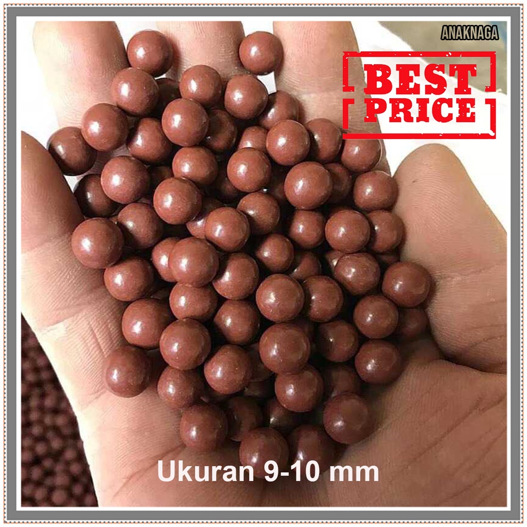 100pcs Bola Kelereng Tanah Liat Ukuran Kecil 9-10mm - Cokelat - 7CHZDLBR