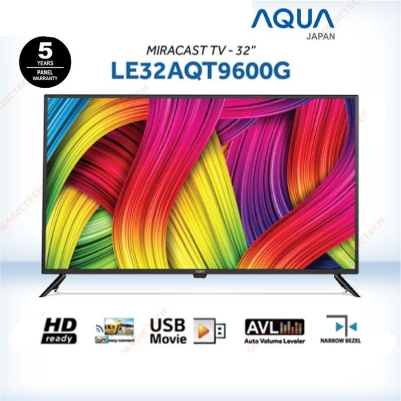 LED TV AQUA 32AQT9600 G DIGITAL MIRACAST GARANSI RESMI LAMPUNG 32 INCH