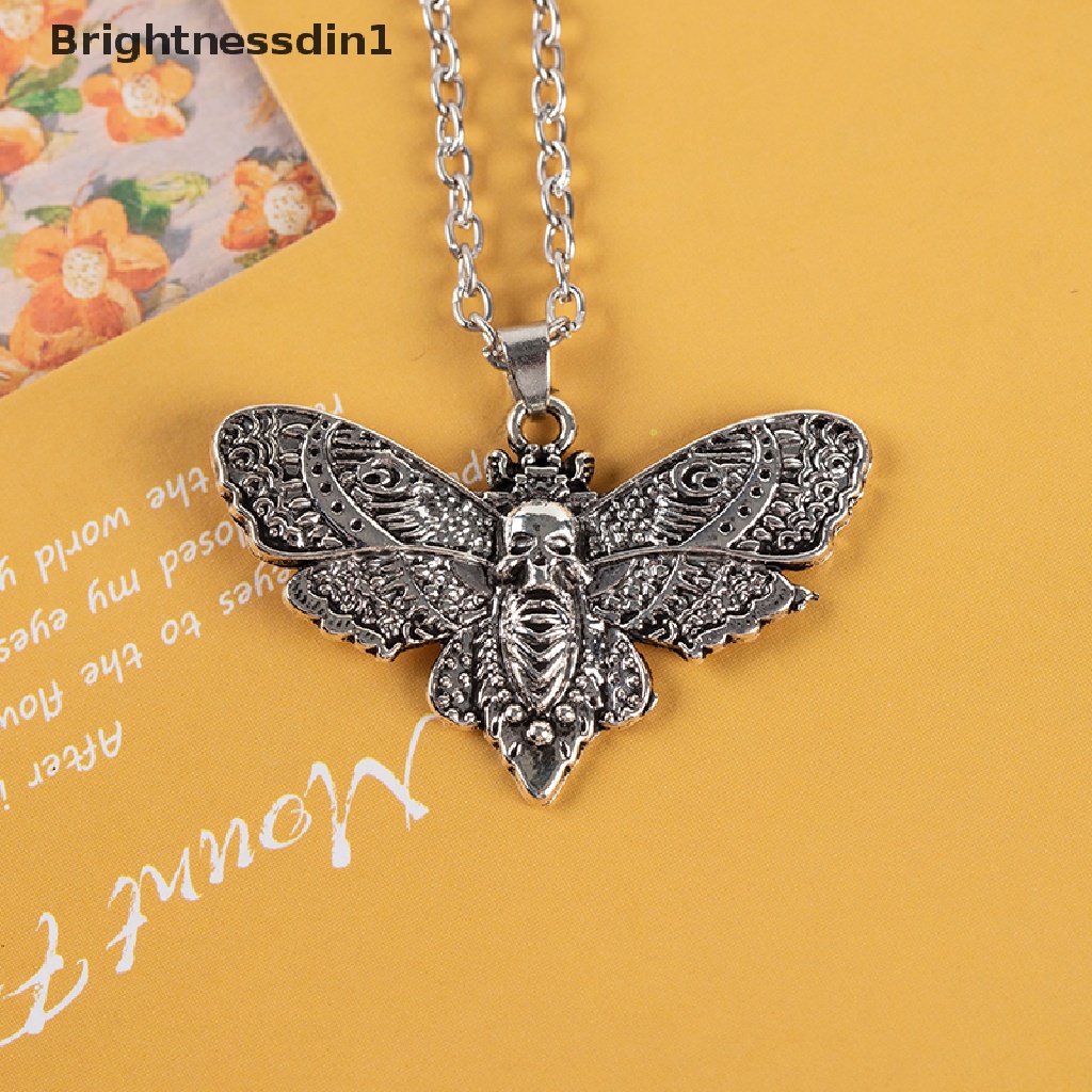 [Brightnessdin1] Kepribadian Hip Hop Tengkorak Liontin Liontin Ornamen Halloween Ngengat Kalung Gothic Kalung Vintage Hewan Ngengat Aksesoris Atau Wanita Pria Hadiah Butik