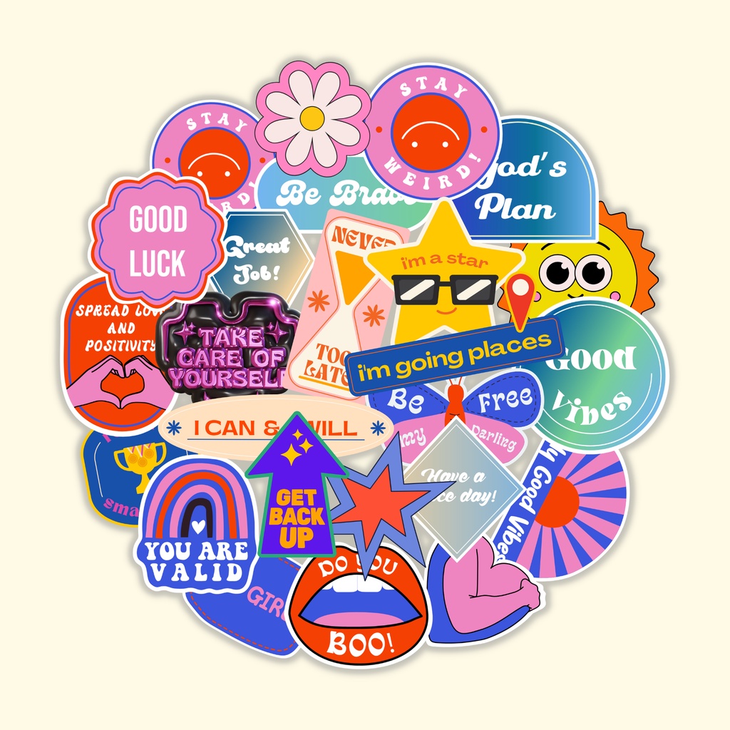

STIKER PACK POSITIVE VIBES | Stiker Laptop | Stiker Handphone | Stiker Helm | Stiker Tumbler | dll.