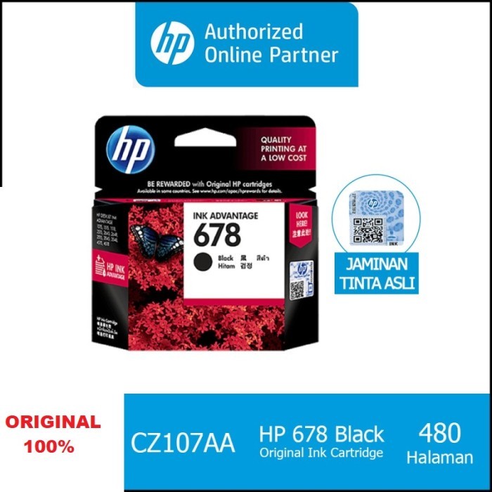 Catridge Tinta Printer HP 678 Black Original