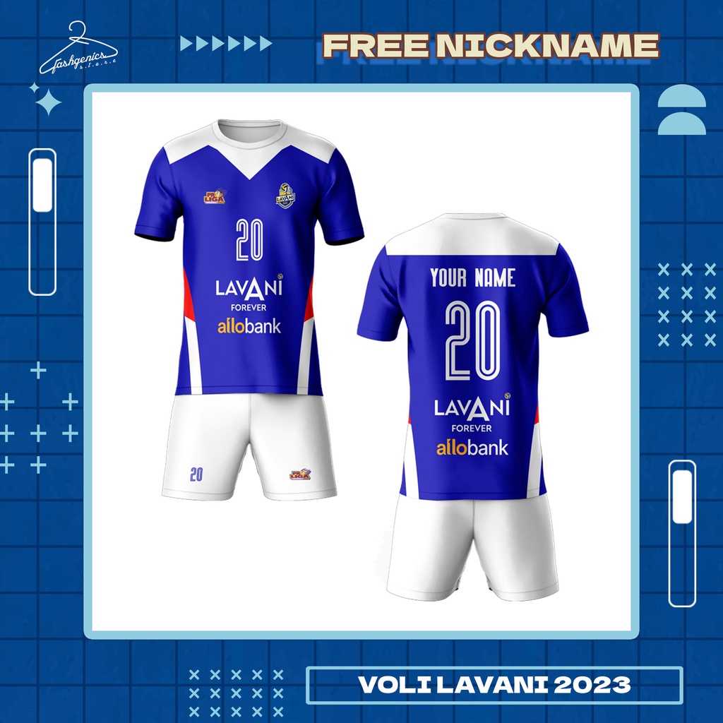 Jersey Kaos Voli Olahraga Volley ProLiga Lavani 2023 Pria dan Wanita Custom Full Printing