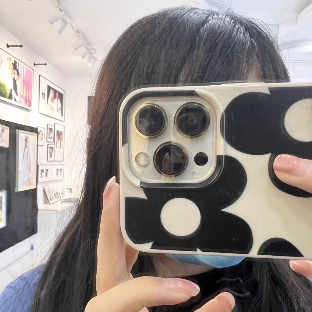 IPHONE Ins Pola Bunga Cocok Untuk Iphone14 14pro 14plus 13 13mini 13pro 13prm iPhone12 7Plus 8Plus Xr XS 13 12mini Pro Max Empat Sudut Casing Ponsel Tahan Guncangan