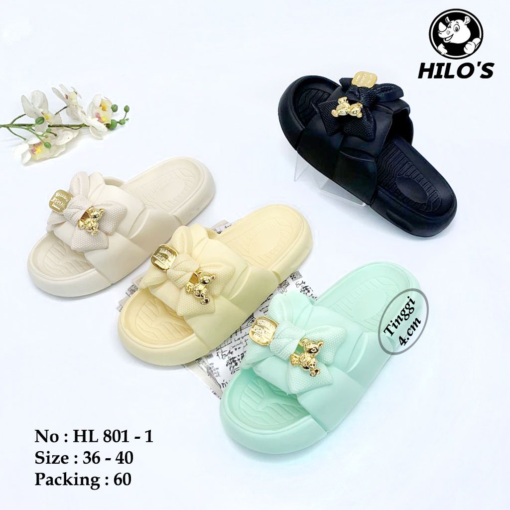 Sandal Selop Wanita Motif Pita Jibbit Bear Empuk Terbaru Uk.36-40