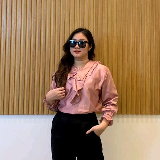 AVE Yoona silk blouse | korean blouse silk lengan panjang