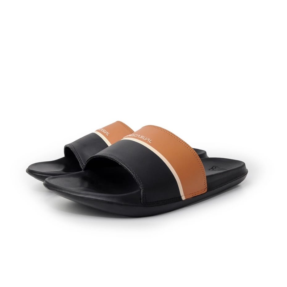 Sun Casual - Vol 3 Brown / Black | Slippers Slide | Sandal Pria | Sandal Wanita | Sandal Unisex