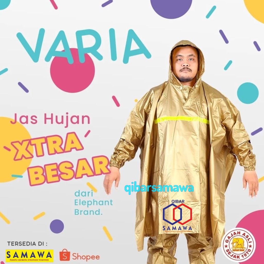 Jas Hujan Ponco + Celana  TEBAL &amp; BESAR Elephant Brand Varia Dan Ibex Tribal