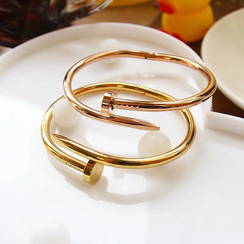 Gelang Model Terbuka Bahan Titanium Steel 18K Warna Rose Gold Untuk Pasangan