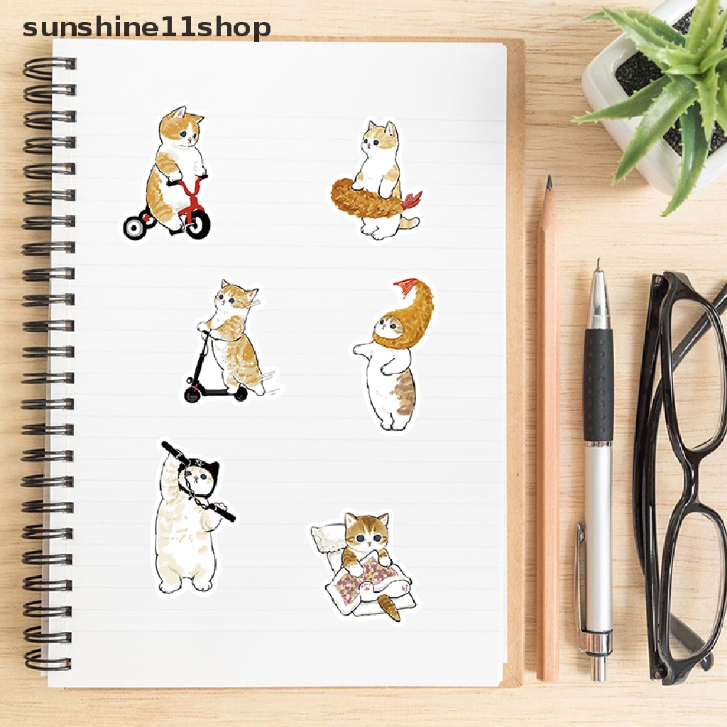Sho 64Pcs Stiker Kartun Kucing Lucu Aesthetic Kawaii Animal Decals Mainan Anak Scrapbook Laptop Koper Telepon Graffiti Sticker N