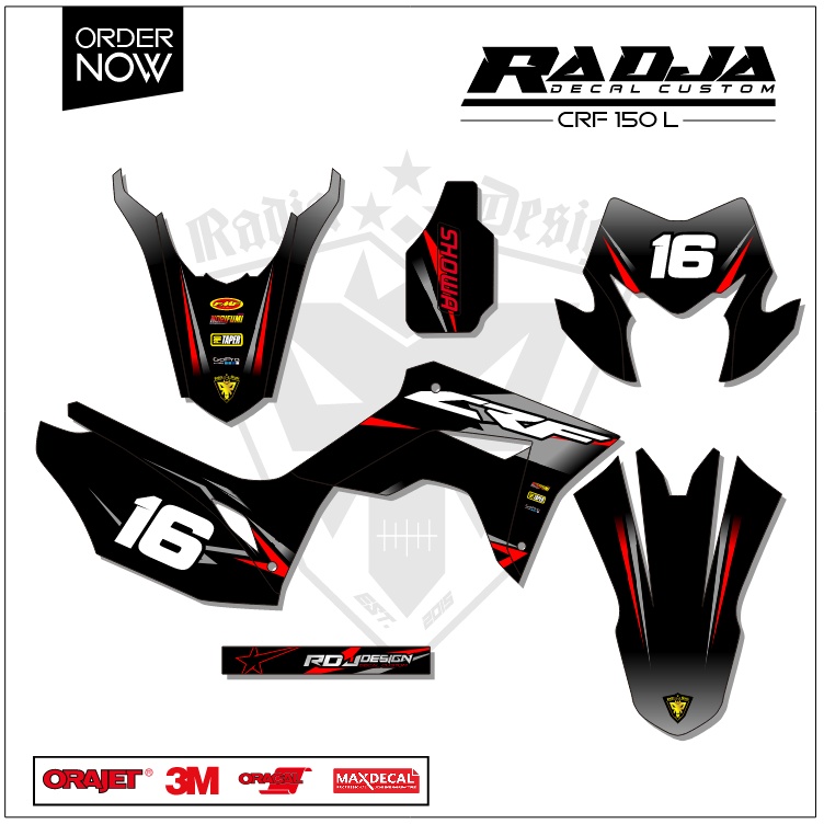 DECAL CRF 150 L FULLBODY (006) DEKAL STIKER 2017 2018 2019 2020 2021 2022 2023 2024 2025 HITAM MERAH