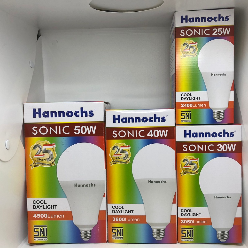 Lampu LED Hannochs Sonic Watt Besar 20w 25w 30w 40w 50w - LED Bulb Hannochs Cahaya Putih Daylight