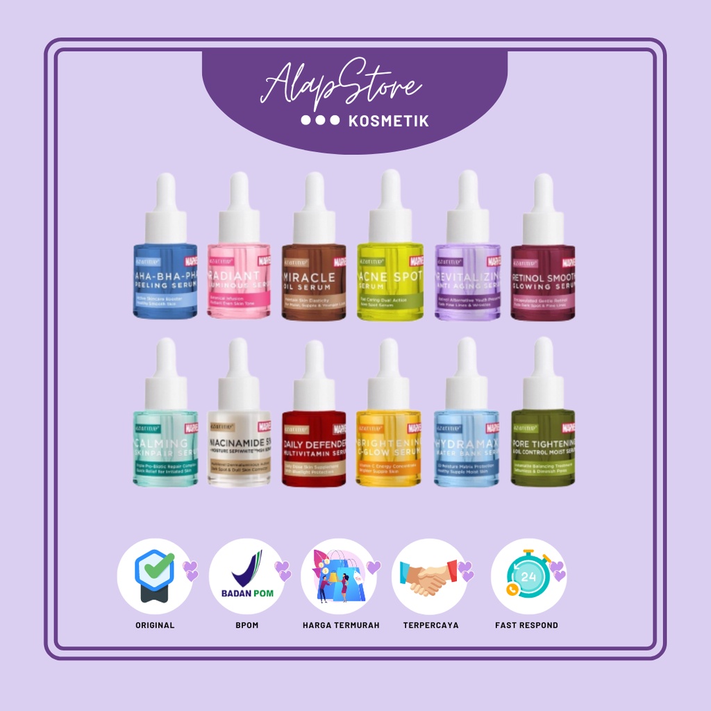 Azarine Serum Marvel Edition - Niacinamide 5% - Retinol - Brightening C Glow - Daily Defender -Miracle Oil - Calming Skinpair - Revitalizing - Hydramax - Aha Bha Pha - New Pore - Radiant Luminous - Acnespot