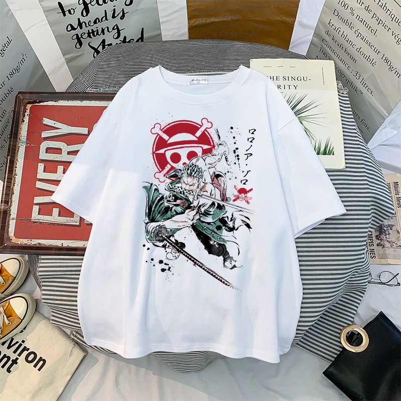 Promo Kaos Pria Wanita Harajuku One Piece Roronoa Zoro Luffy Sauron Kaus Anime Jepang Kartun Lucu Wanita Kaus Atasan Kaus Grafis Kawaii Streetwear