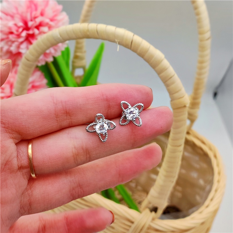 S925 Perak Anting Bunga Bor Anting Indah Elegan Gaya Mulia Pesta Hadiah Ulang Tahun Aksesoris Fashion