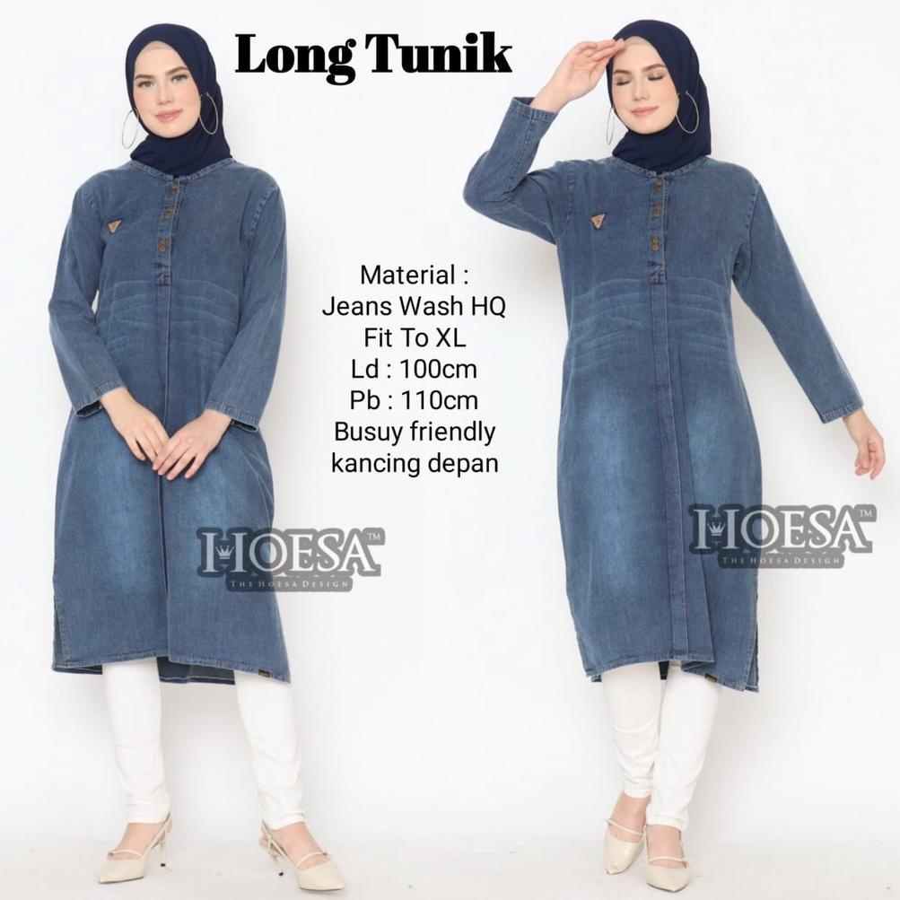 TUNIK JEANS / TUNIK JEANS BORDIR / PAKAIAN WANITA / BAJU MUSLIM / JEANS (KODE 3367)