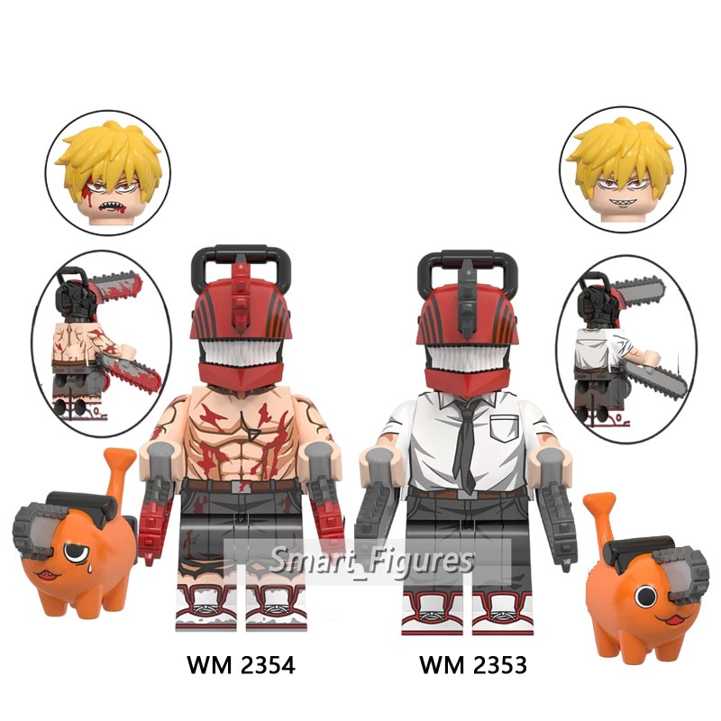 Chainsaw Man Minifigures Denji Pochita Makima Mainan Rakitan Anak Hadiah Angka Mini WM2523 WM2524