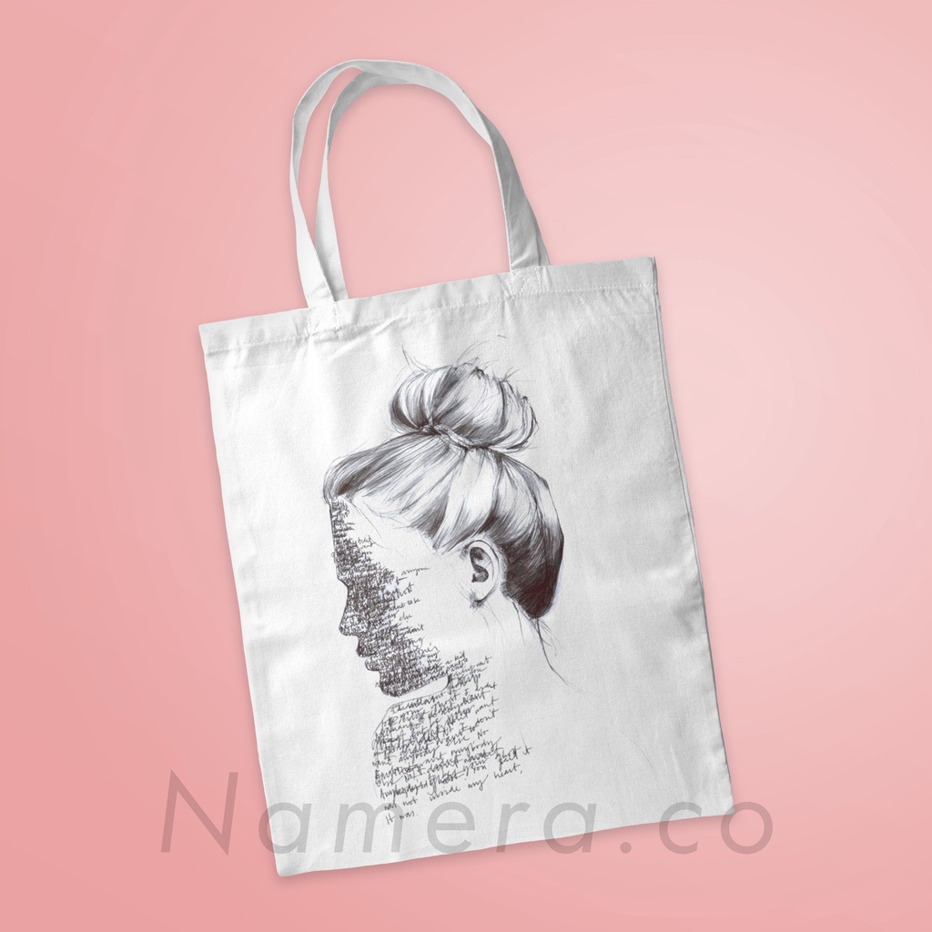 Tote Bag Resleting Kanvas Premium Fashion Tas Totebag Wanita Abstrak Quotes Pop Art