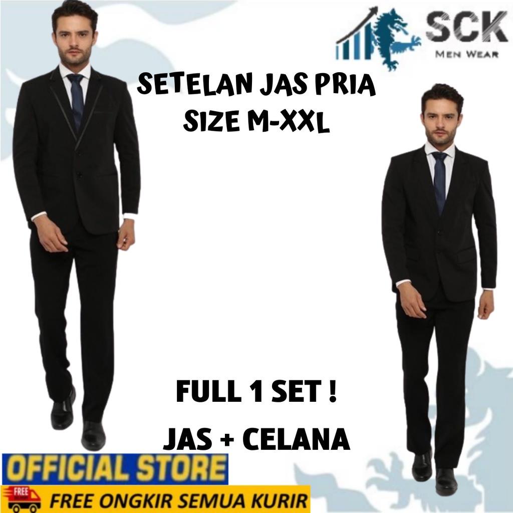 Setelan Jas Pria Formal Hitam size M - XXL / Blazer Pakaian Resmi - sckmenwear GROSIR