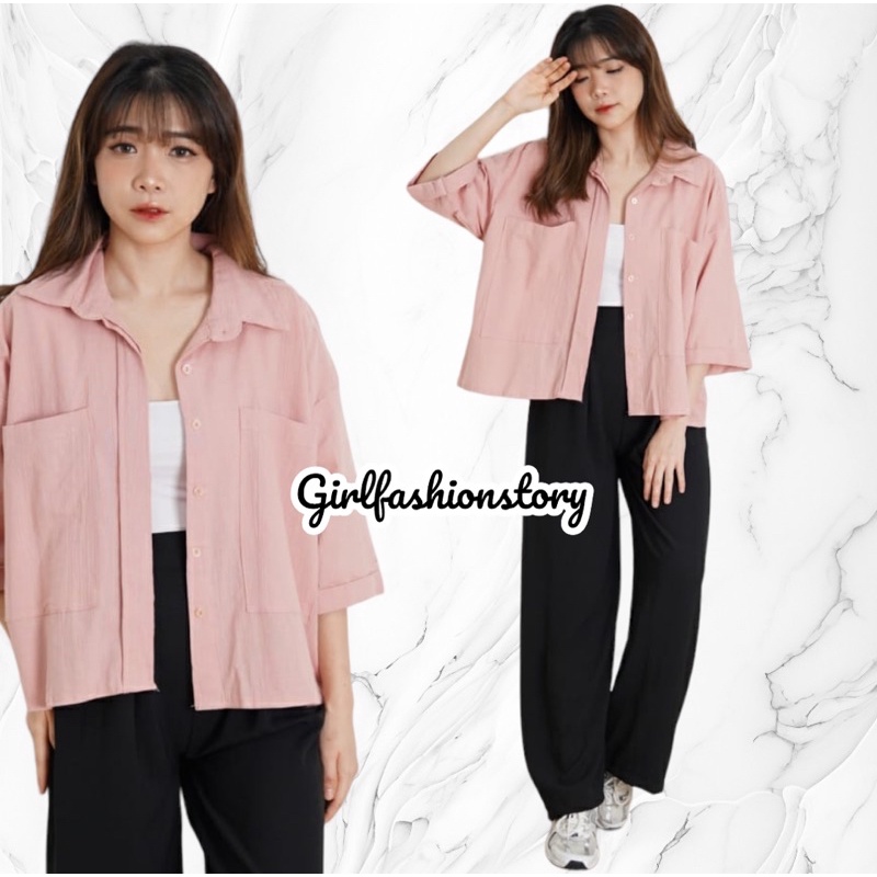 GFS MOSHIE LINEN CRINCLE OVERSIZE SHIRT