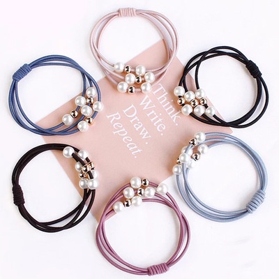 Tali Rambut Karet Ikat Rambut Anak Elastis Untuk Warna Aksen Gaya Kuncir Mutiara Ala Hairband Clip Headband Tali Korea Scrunchie