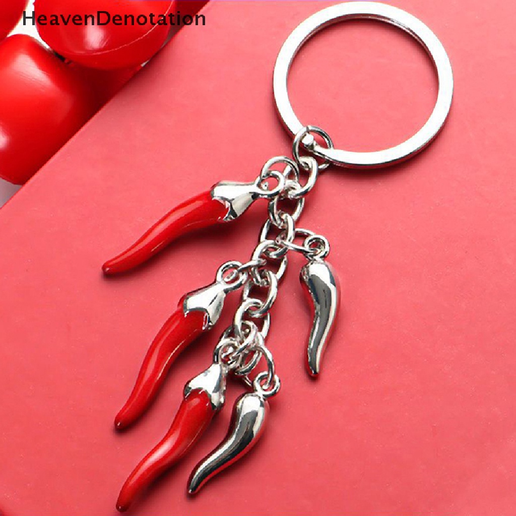 [HeavenDenotation] Kreatif Logam Merah Merica Gantungan Kunci Mini Merica Liontin Aksesoris Paduan Kunci Gantungan Tas Headphone Set Aksesori Mobil Keyring HDV