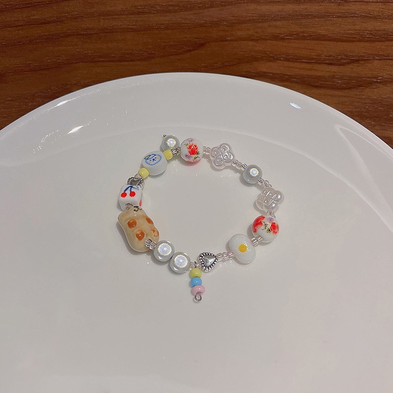 Kartun Resin Beruang Gelang Rantai Silver Bracelet Untuk Aksesoris Perhiasan Wanita