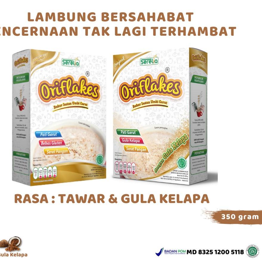 

➤ Oriflakes Sereal Umbi Garut Asam Lambung Original bubur sereal umbi pati garut oriflakes plain dan Gula Kelapa serelia oriflakes tanpa susu ♠