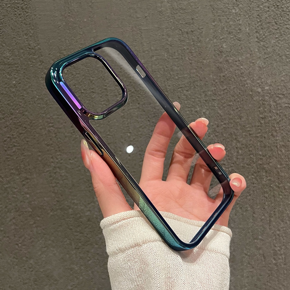 IPHONE Casing Laser Aurora Gradasi Mewah Untuk Iphone14Plus14 Pro Max Soft Clear Casing Iphone12 13 Pro Max Plating Shockproof Cover
