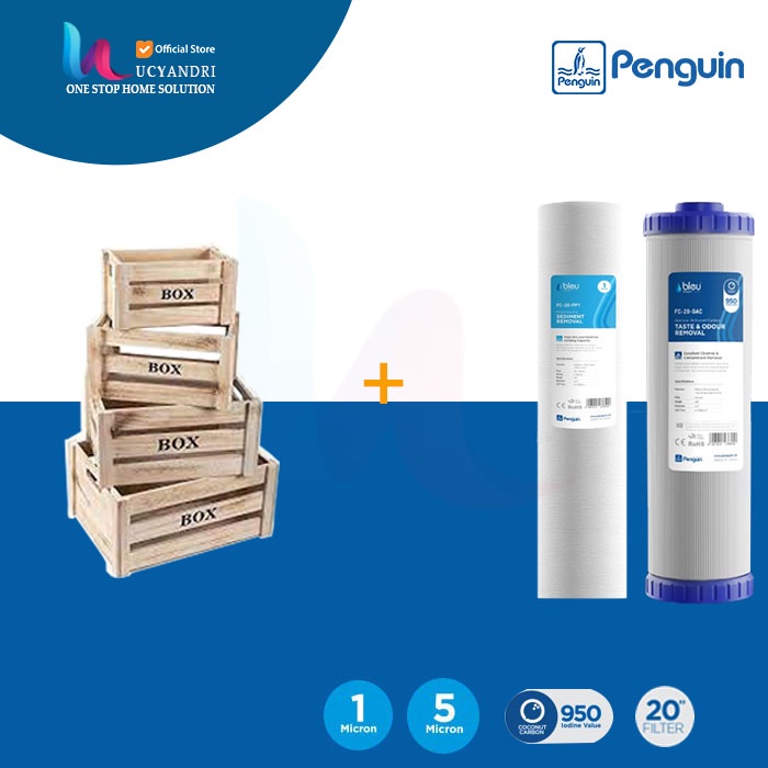 Paket Catridge 20 Penguin PP + GAC Filter Kotoran Penjernih Air
