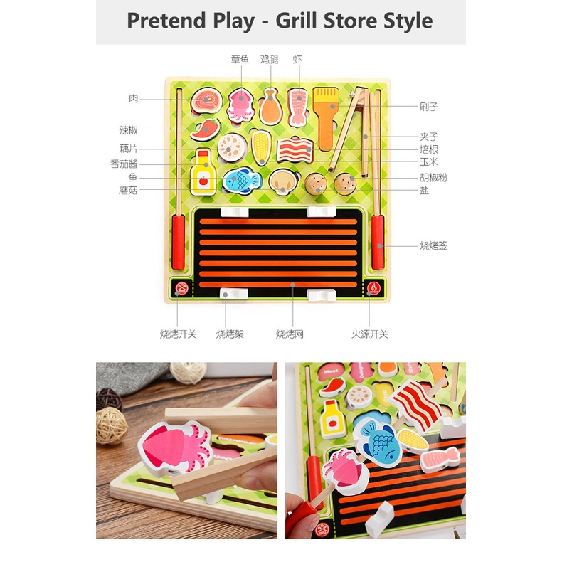 Zalami Wooden Kitchen Cut Mainan Masak Masakan Mainan Dapur Anak Mainan Kayu Wooden Toys