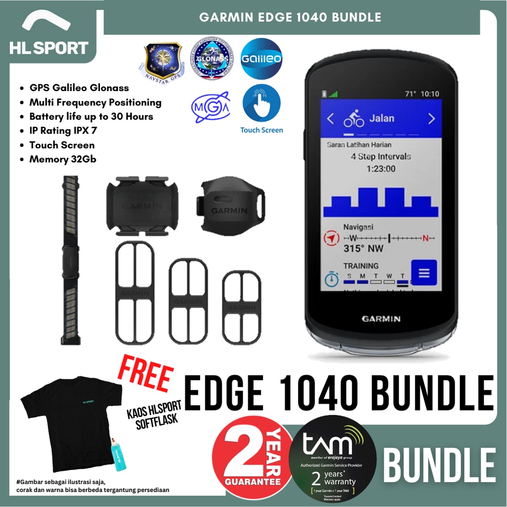 Garmin Edge 1040 SOLAR Bundle Garansi Resmi TAM 2 Tahun