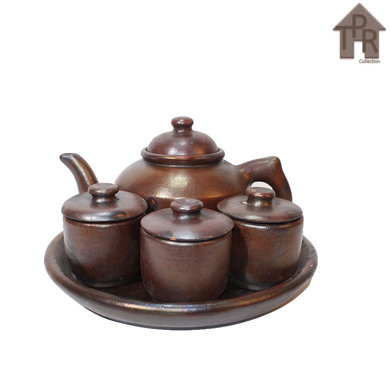 Gerabah - Set Poci Tanah Liat Premium Polos / Tea Set 1L.