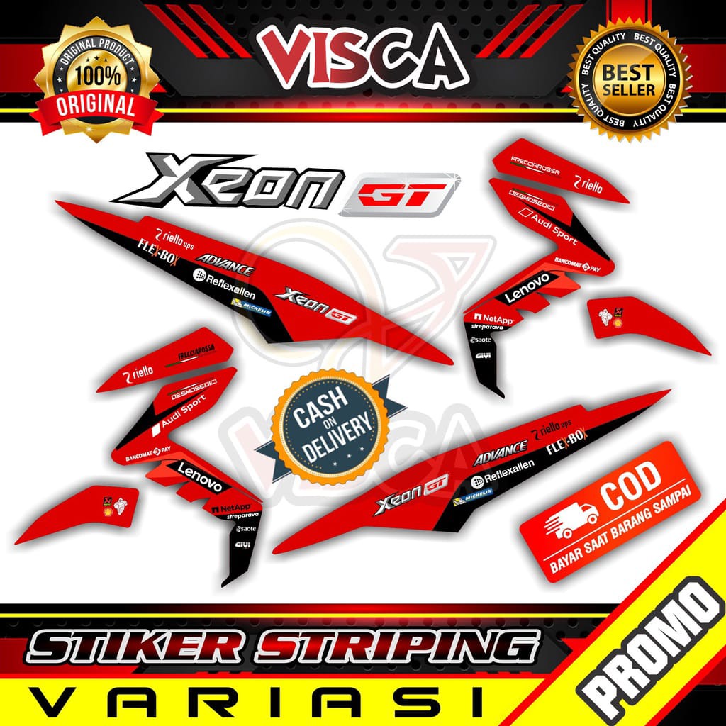 COD / Bayar Ditempat Striping Lis Xeon Gt Stiker Motor Yamaha Xeon Gt Striping Hologram Xeon Ducati
