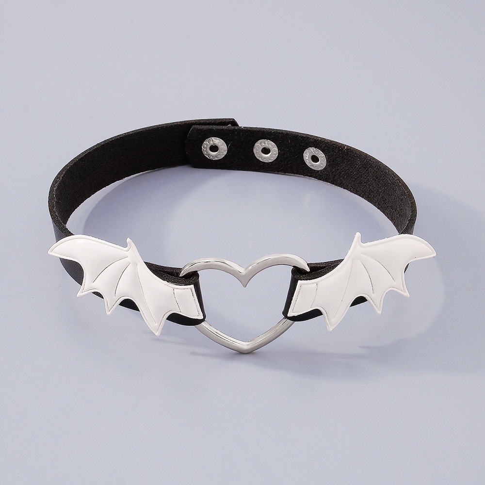 Gothic Punk Fashion Seksi Kerah Sayap Vampir Untuk Wanita Kepribadian Paduan Cinta Kulit Choker Perhiasan Aksesoris Pesta