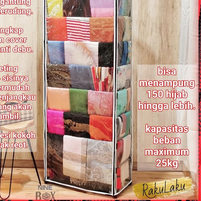 ✮ Nine box lemari hijab rangka besi pakai cover plastik/rak hijab cover plastik ✧