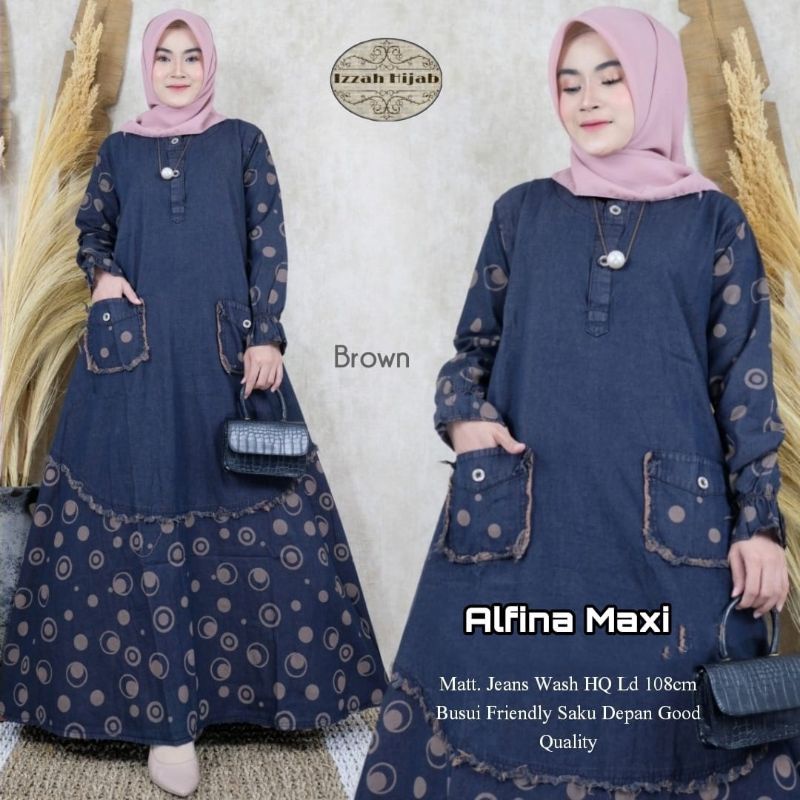Gamis Jeans Wanita Terbaru Kekinian Alfina By Izzah