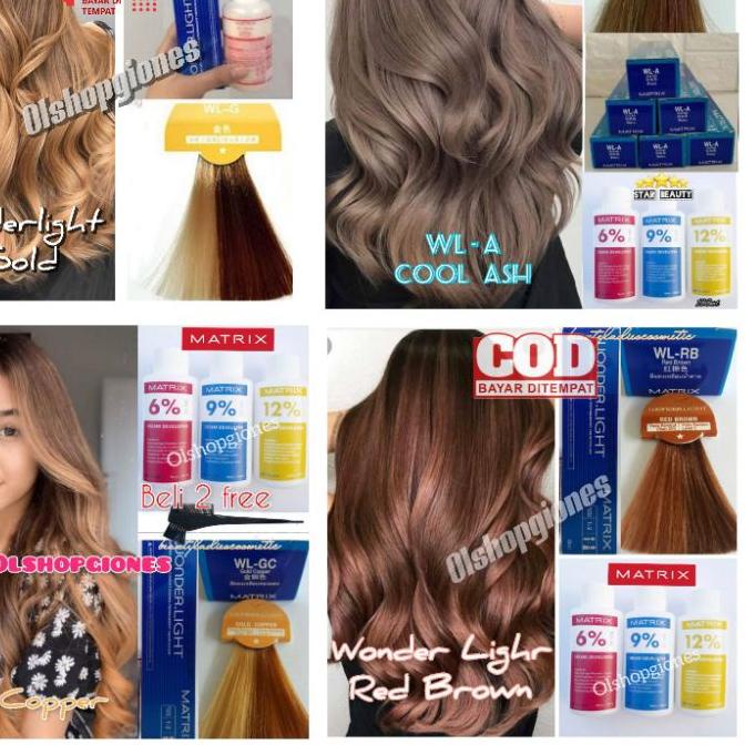 ➵ Matrix Wonderlight Cat Rambut + Oxydant ( campuran ) wonder light socolor gold copper , ash , red 